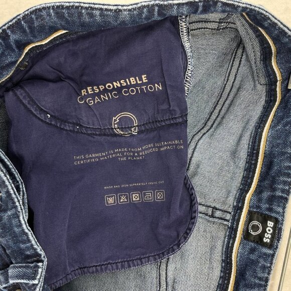 Hugo Boss Jeans Mens 38 Blue Regular Fit Dark Wash Denim Zip Fly Straight Fit - Picture 11 of 12